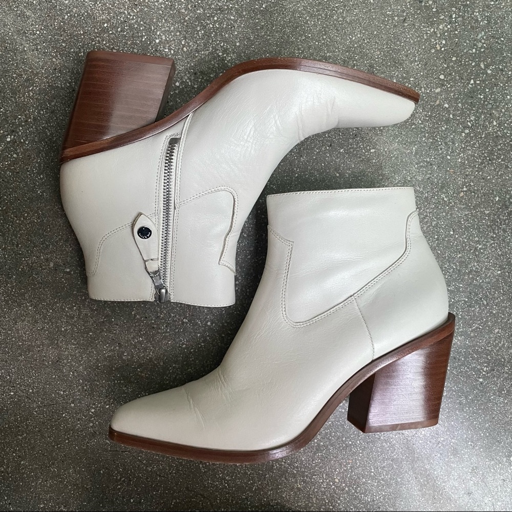 Rag & Bone white ankle booties